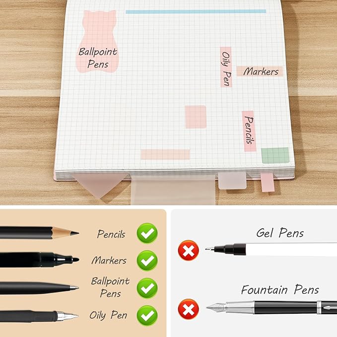 BAYTORY 850 Sheets Transparent Sticky Notes with Permanent Markers, Clear 3 x 3 inch Sticky Note to Post Book Annotation Kit, See Through Self-Adhesive Index Tabs for Bible Journaling (Pink)