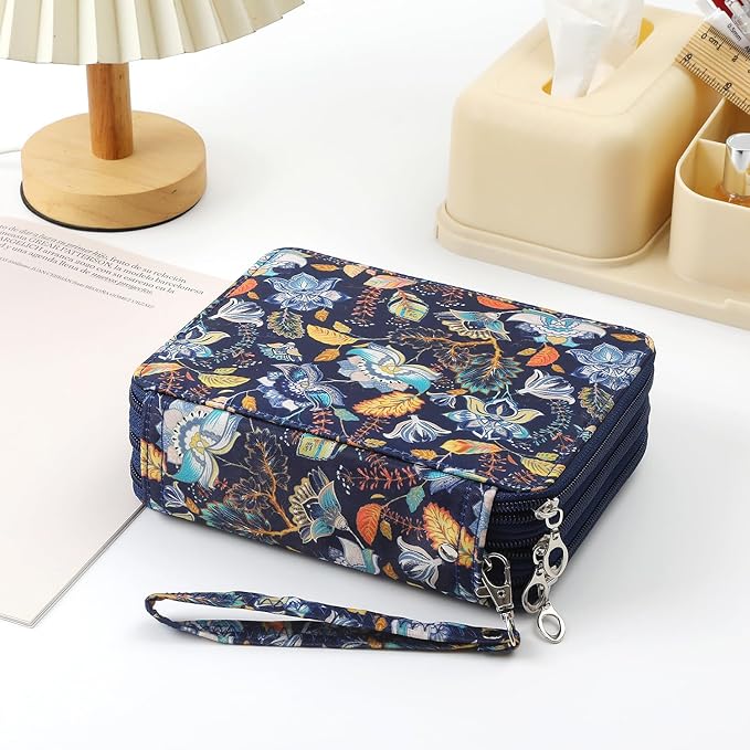 Portable Colored 72 Slots Pencil case Organizer with Printing Pattern for Watercolor Pens, Pencil Case Organizer for Artist