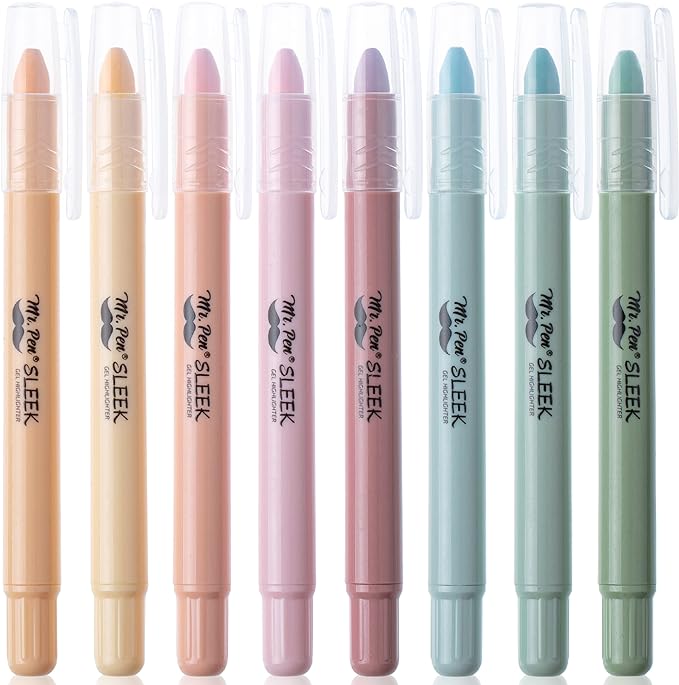 Mr. Pen- No Bleed Gel Highlighters, Pastel Colors, 8 Pack, Bible Highlighters and Pens No Bleed, Bible Markers for Study, Journaling, School Supplies and Accessories