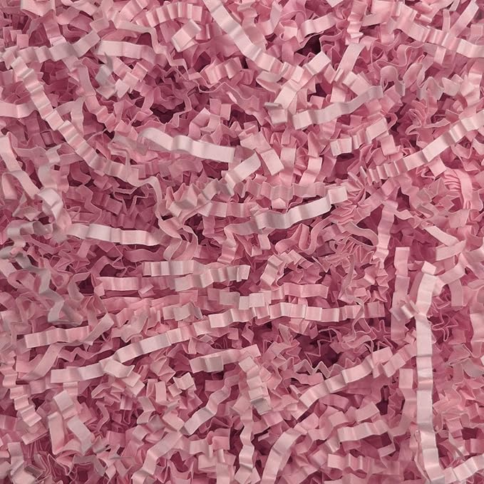 Tisspoms 1LB Pink Crinkle Cut Paper Shred Filler, Paper Shreds for Basket Fillers, Birthday, Gift Wrapping, Anniversary, Wedding, Halloween, Valentine's Day, Christmas Gift Decor Party Filler