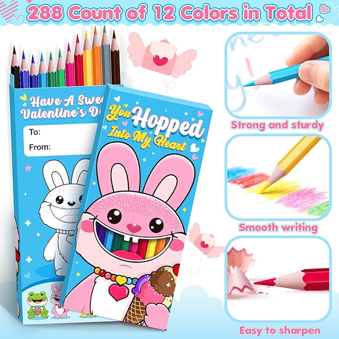 YEGEER Colored Pencils Bulk, 12 Assorted Colors, Pre-sharpened Coloring Pencils Set for Adult, Teachers Essential Classroom Prizes, Back to School Supplies (288)