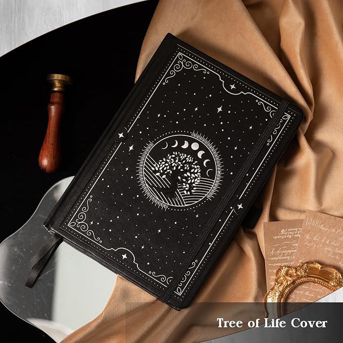 TIEFOSSI Tree of Life Journal, A5 Lined Journal for Women Men, Aesthetic Notebook with 316 Numbered Pages, Hardcover Vegan Leather Journals with Bookmark, 100 GSM Thick Paper