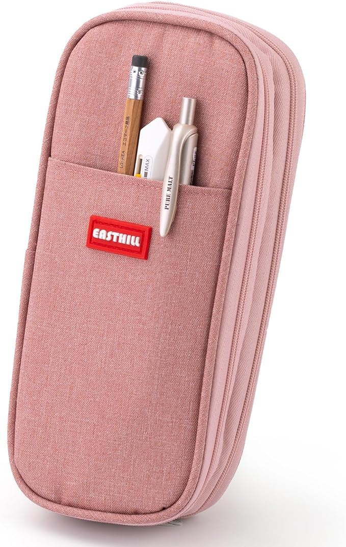 EASTHILL Big Capacity Pencil Case Large Pencil Pouch Stationery Pen Bag for Teen Girls-Deep Pink