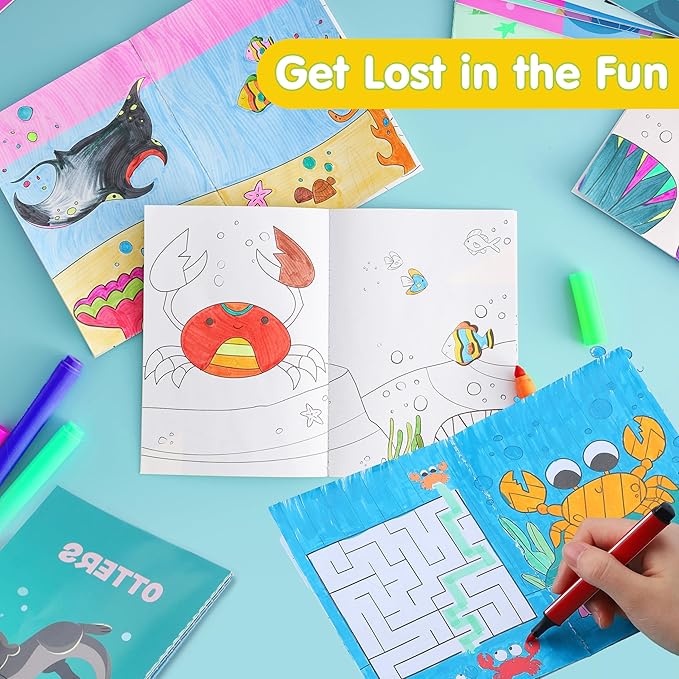 JOYIN 24 Pack Ocean Coloring Books for Kids, Bulk Sea Animal Mini Coloring Activity Books for Mermaid Fish Party Favors Birthday Party Gifts, Classroom Goodie Bags Stuffers Boys Girls