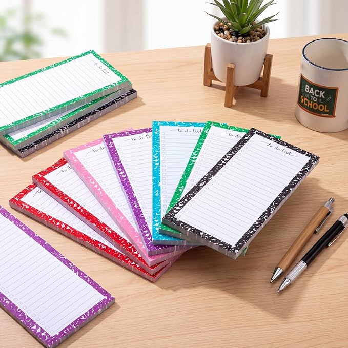 Censen 10 Pack 500 Sheets To Do List Notes Daily Checklist Notepads with 50 Sheets Each Undated Color Memo Pad Block Shopping List Pad Weekly Plan Notepad Organizer Planners(Black Marble, Lined)
