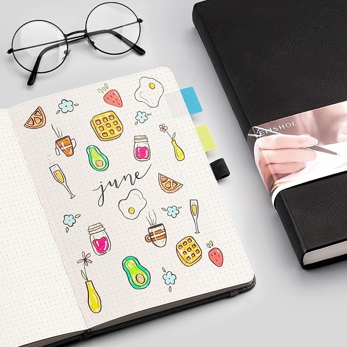 EMSHOI Dotted Journal Notebook, 256 Pages, A5 Size (5.7'' x 8.3'')