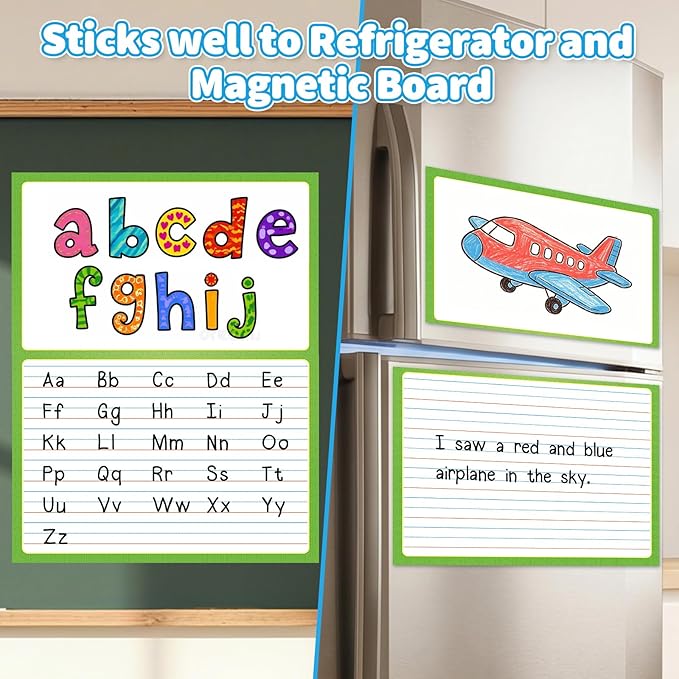 Giant Magnetic Draw & Write Journal Chart for Kids, Dry Erase Writing Paper with Picture Space Primary Composition Handwriting Practice, Pre K Kindergarten First Grade Classroom Must Haves