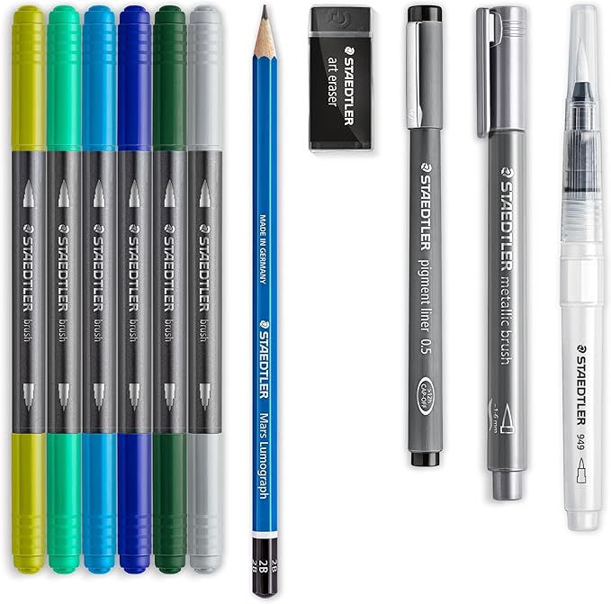 STAEDTLER 61 3001-2 Design Journey Hand Lettering and Watercolour Set - Mixed Set (Pack of 11 Pieces)