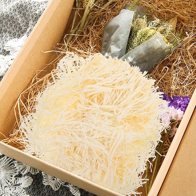 SOIMISS Raffia Grass Shredded Paper Filler 4pcs 100g Natural Ivory Box and Basket Packaging Filling for Wrapping Party Supplies