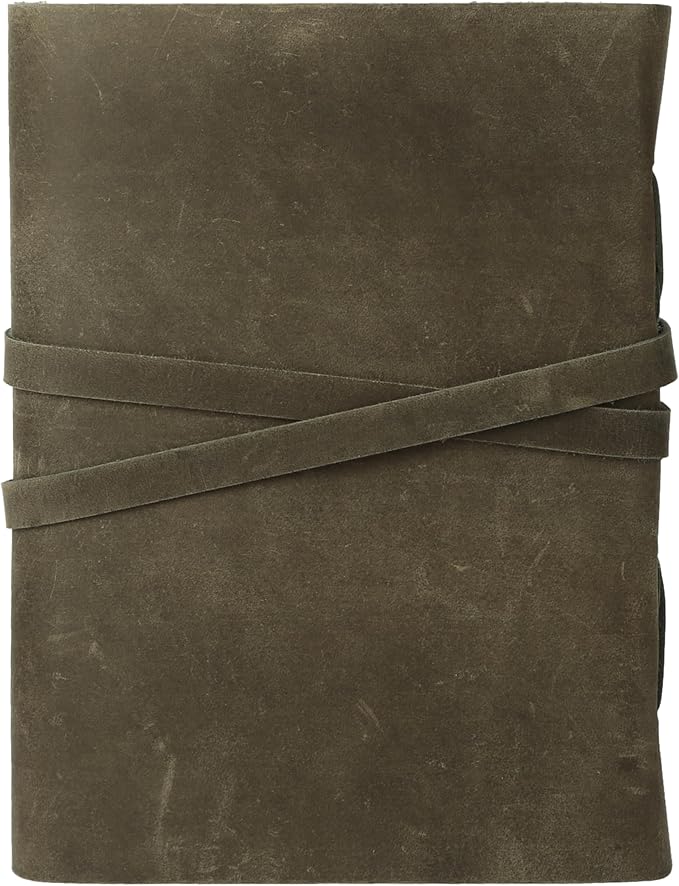 Leather Journal with Deckle Edge Paper 8x6 inch and Vintage Key | Handmade Writing Notebook Diary | Bound Daily Notepad for Men & Women Medium, Sketch/Writing pad for Artists