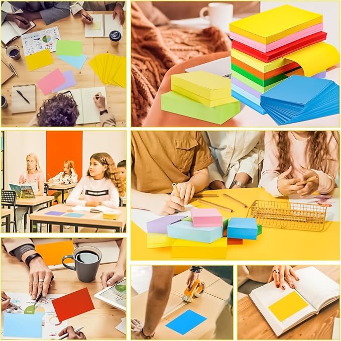 280Pcs Blank Colored Index Cards 3x5 Inch Flash Cards, Note Card Flashcards, Colorful Blank Card Pad Index Note Books 3 x 5 Notecards for Studying School Supply College Office