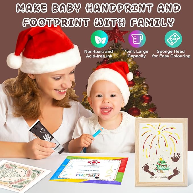 Baby Hand and Footprint Paint with Sponge Head, 2.54 fl oz, Non-Toxic & Acid-Free, Washable Baby Safe Paint for Newborn Keepsakes, Dog Nose & Paw Prints, Ideal New Mom Gift - Brown