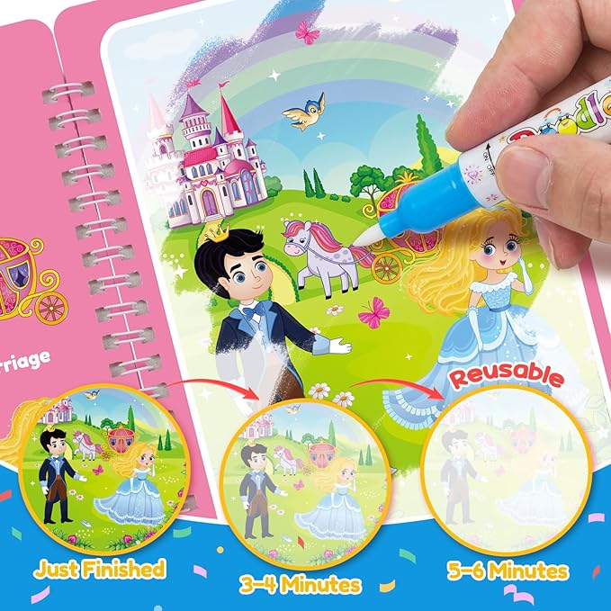 ZMLM 24 Pack Water Coloring Books for Toddlers, Reusable Paint with Water Books with Pen, Mess Free Magic Doodle Party Favors Bulk for Kids Ages 3-8 Boys Girls