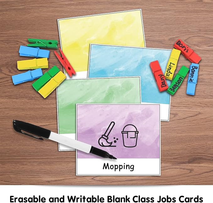 ABCxGOOD Class Jobs Pocket Chart Class Management Educational Pocket Chart Teacher's Helper, Preschool Classroom Must Haves Supplies, Great for Classroom Homeschool. (Black) (Black, 29.5"*10")