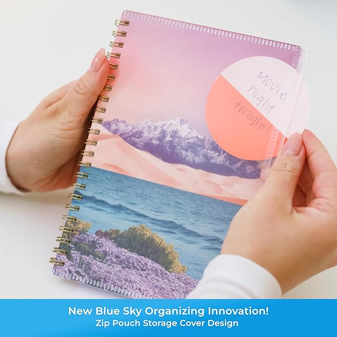 Blue Sky 2025-2026 Weekly and Monthly Academic Year Planner Calendar, July 2025 - June 2026, 5" x 8", Flexible Cover With Zip Pouch, Wirebound, Storage Pocket, Enough to Believe