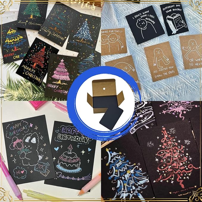 Astero Small Blank 3.5x2in Mini Index Cards & Flash Cards Blank Blank Business Cards to Write On Small Note Cards for Greeting Postcards Vocabulary Bookmarks DIY Messages (Black, 300pcs)