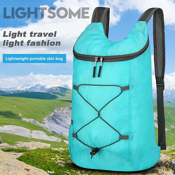 levayhill 16L Lightweight Foldable Hiking-Backpack Small Packable-Daypack For Travel,Ultralight Water-Resistant Gym Bag Men Women Easy Carry-on (Lake Blue)