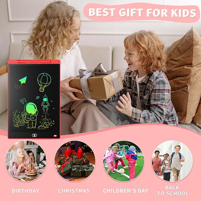 [2 Pack] Genialba LCD Writing Tablet 8.5-Inch Colorful Doodle Board, Toddler Learning Educational Toys Gifts for 3-8 Years Old Girls and Boys, Electronic Drawing Pad for Kids (Blue&Red)