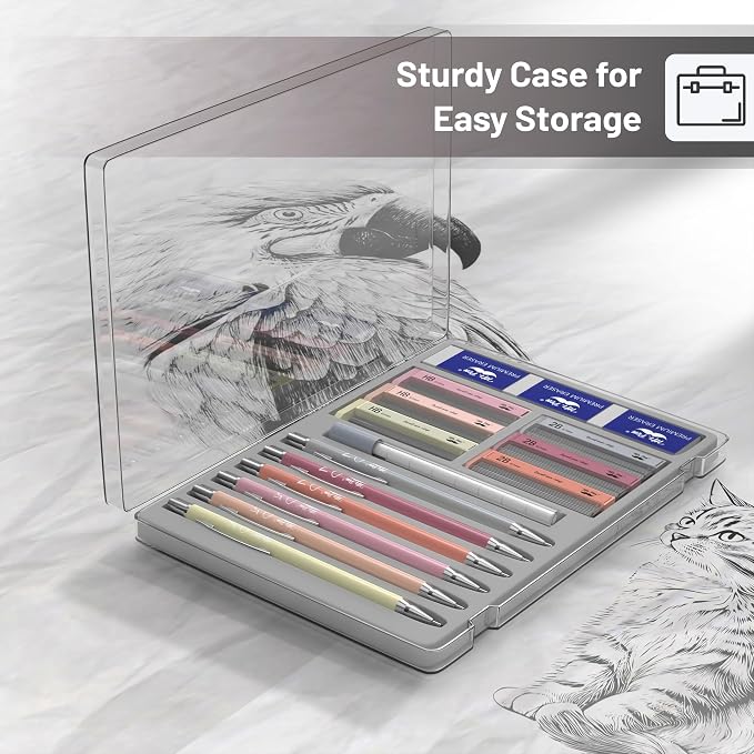 Mr. Pen- Cute Mechanical Pencil Set with Lead Refills & Erasers, 6 Pack | 2 Sizes, 0.5 & 0.7mm, 6x Tubes HB & 2B Lead Refill, 3x Erasers for School Supplies, Note Taking, Drawing, Sketching, Office