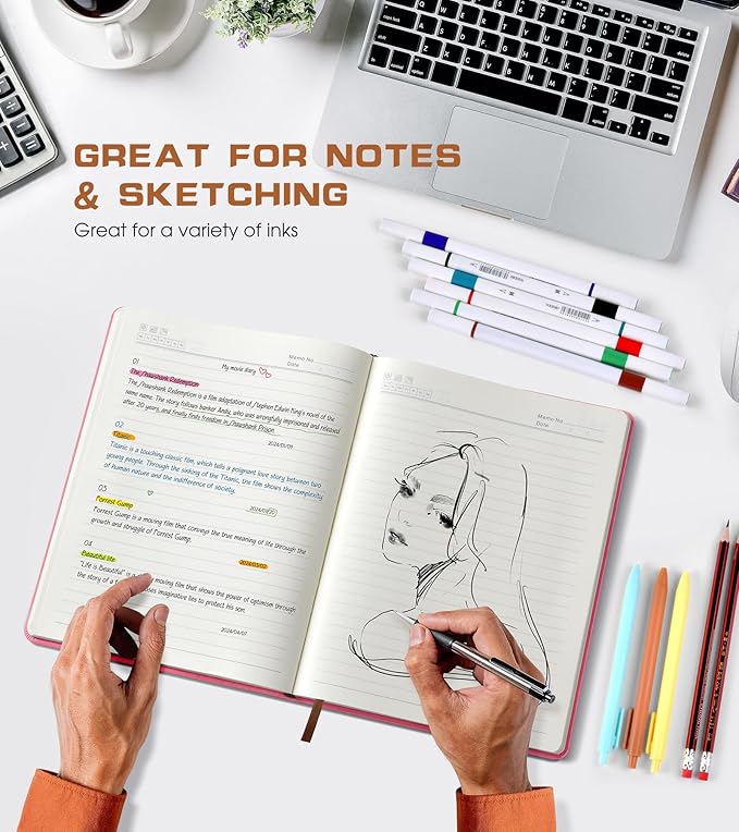 Lined Journal Notebook for Women Men,256 Thick Pages,A5 Hardcover Vintage Leather Journal for Writing,Travel,Business,Work, School,College Ruled Notebooks for Note Taking,Daily Diary 5.7"×8.3"