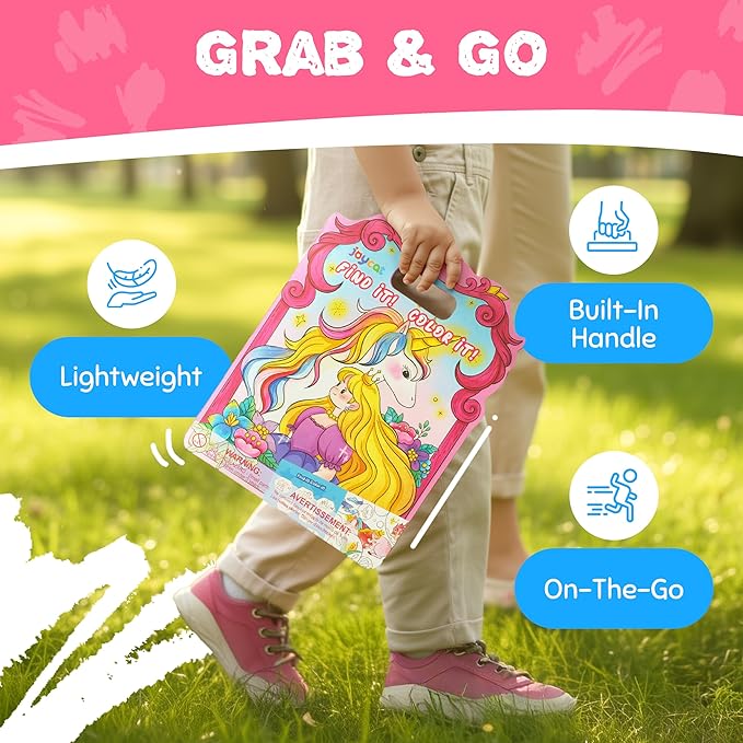 JoyCat Find & Color Paint with Water Coloring Books for Toddlers, Educational Seek and Find, No Mess Art & Craft Toy, Fun Learning Activity for Kids Ages 3-5 4-8, Gift for Girls Boys (Magical Pony)