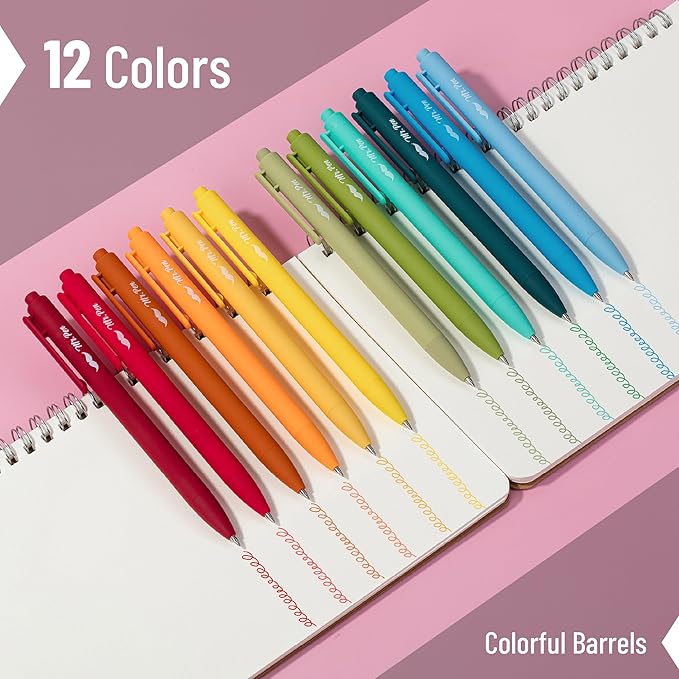 Mr. Pen- Retractable Gel Pens, 12 Pack, Winter Forest Color Inks, Fine Point 0.5mm, Fast Dry, Smooth Writing, Cute Pens for Drawing, Writing Planner and School Supplies