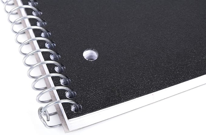 Mintra Office Durable Spiral Notebooks, 1 Subject, (Black, 4x4 Graph 1pk), 100 Sheets, Poly Pocket, Moisture Resistant Cover, School, Office, Business, Professional
