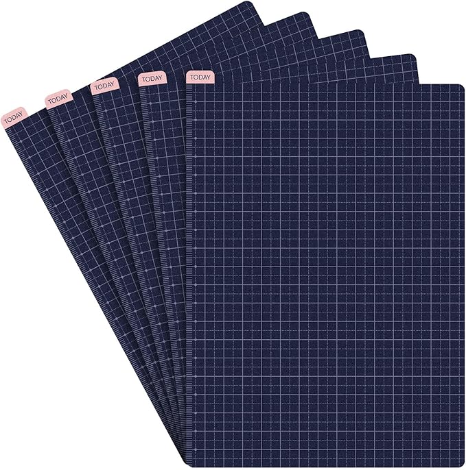 Thenshop 5 Pack A5 Navy Pencil Board Reusable Notebook Accessory, Flexibility Layout Grids Sturdy Cardboard with Ruler Scale
