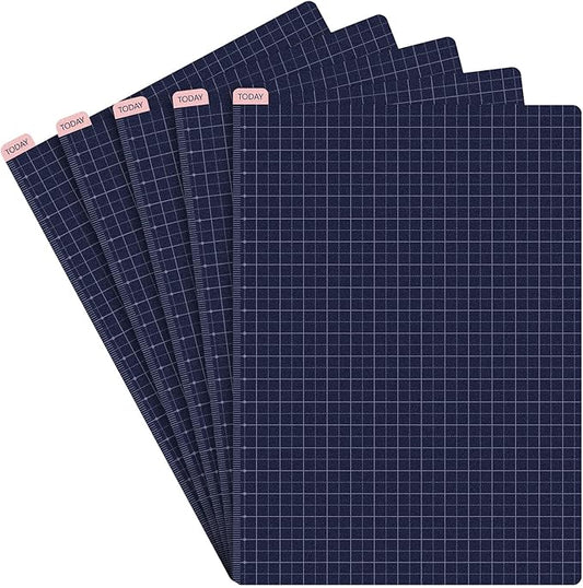 Thenshop 5 Pack A5 Navy Pencil Board Reusable Notebook Accessory, Flexibility Layout Grids Sturdy Cardboard with Ruler Scale