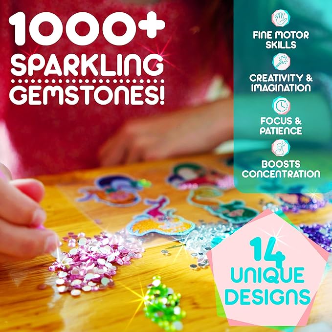 Blue Squid Diamond Art Kits for Kids – Unicorn - Fun & Easy DIY 5D Gem Art Gift Set for Keychains, Stickers, Sun Catchers - Diamond Painting Kit Arts & Crafts Kit for Kids, Girls, Boys Ages 6-12