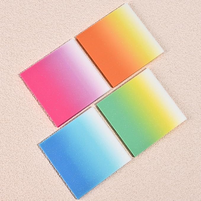 BAYTORY 200 Sheets Glitter Transparent Sticky Notes, 3 x 3 Clear Memo Pads, Translucent Self-Stick Note, See Through Self-Adhesive Note for Bible Accessories (Gradient Color)