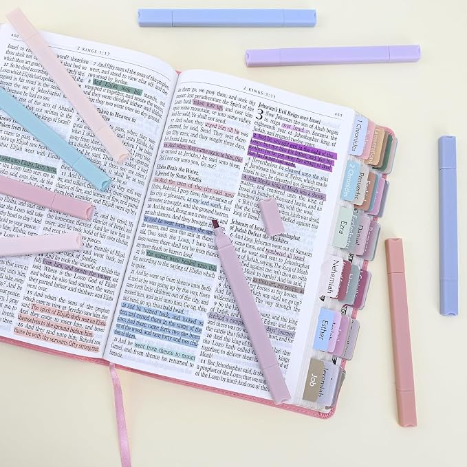 Pastel Bible Highlighters, 12 Pack Dual Tip Highlighters, No Bleed Highlighters for Bible Study, Journaling, Notes, School and Office, Assorted Soft Colors