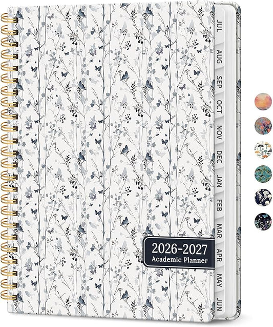 Planner 2026-2027, Academic Year Weekly and Monthly Calender Planner, from Jul 2026 - Jun 2027, Spiral Bound School Planning Book, Perfect for Teacher, Student, Women & Men, A5 (6.3" x 8.5"), Butterfly Grove