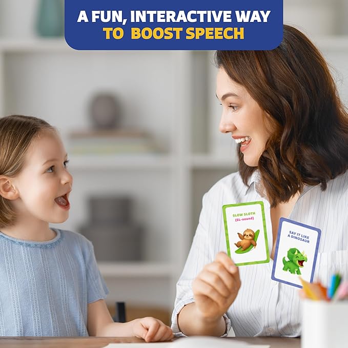 Clever Fox Play 3-in-1 Speech Therapy Flash Cards for 3+ Year Olds – Toddler Learning Flash Cards for Speech Therapy Materials – 45 Articulation, Description & Preposition Cards for Preschool