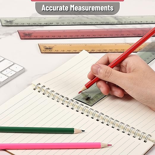 Mr. Pen- Ruler, 12 inch Ruler, 6 Pack, Vintage Colors, Clear Rulers 12 Inch, Rulers