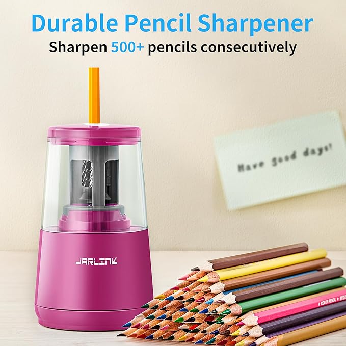 JARLINK 2 Pack Electric Pencil Sharpener, Heavy-Duty Helical Blade to Fast Sharpen, Auto Stop for No.2/Colored Pencils(6-8mm), USB/Battery Operated in School Classroom/Office/Home