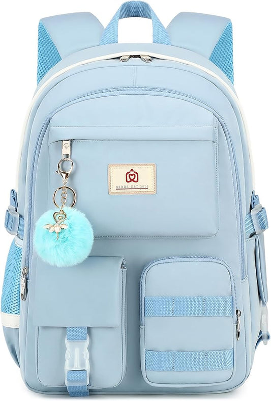 Hidds Laptop Backpacks 15.6 Inch College Backpack Elementary Middle High School Bag Large Cute Bookbags Anti Theft Travel Back Pack Casual Daypack Kids Book Bag for Teens Girls Women Students-Blue
