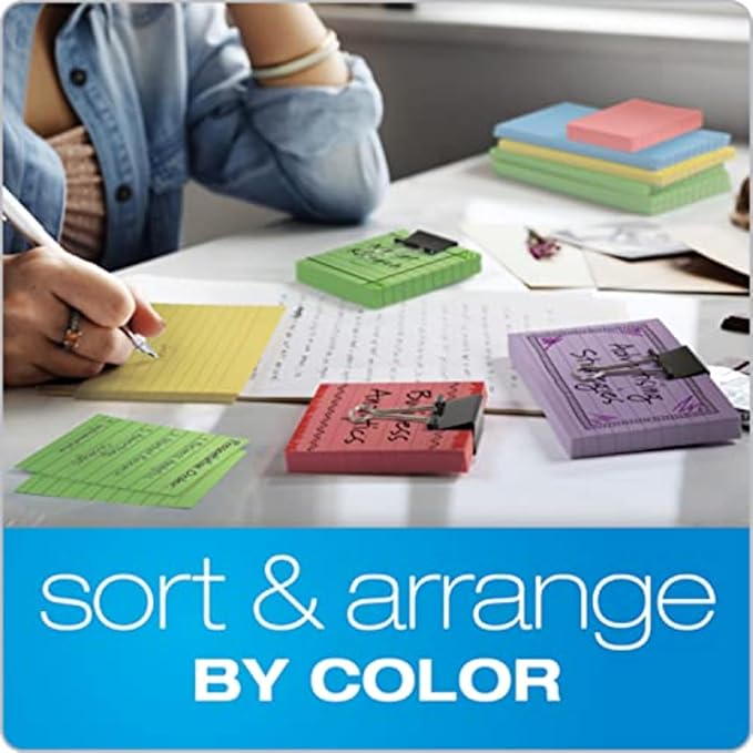 Oxford Mini Ruled Index Cards, Ruled, 3". x 2.5" , Assorted Colors, 200 ea