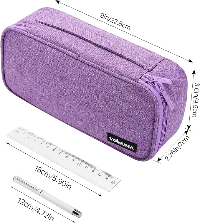 YOKUMA Pencil Case,Large Capacity Pencil Pouch,Aesthetic Zipper Pencil Box, Back to School Supplies for College Student Teen Adults,Travel Essentials,Electronic Cable Organize