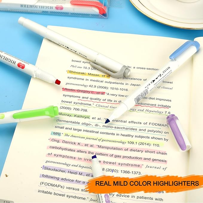 Pastel Highlighters - 25 Pcs Assorted Colors Dual Tip Real Mild Highlighter Markers, Chisel & Fine Tips for Bible Journaling, Note Taking, School Supplies, No Bleed