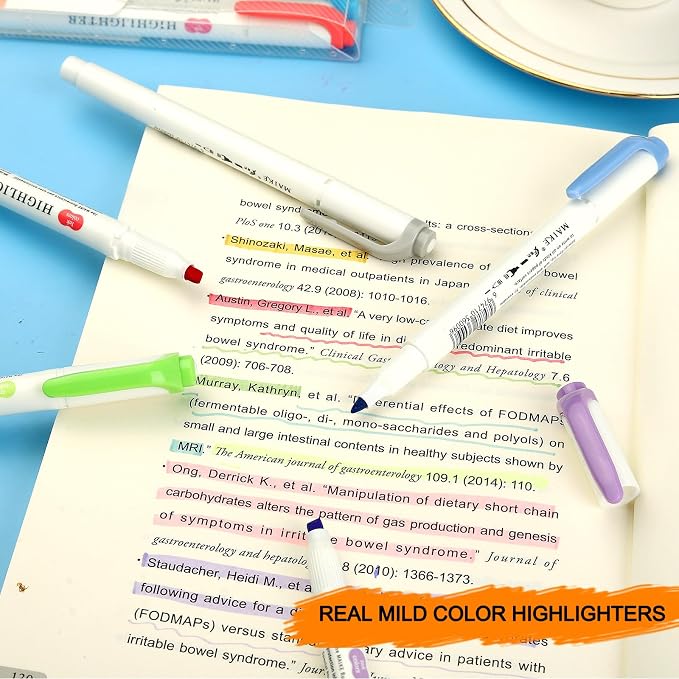 Pastel Highlighters - 35 Pcs Assorted Colors Dual Tip Real Mild Highlighter Markers, Chisel & Fine Tips for Bible Journaling, Note Taking, School Supplies, No Bleed