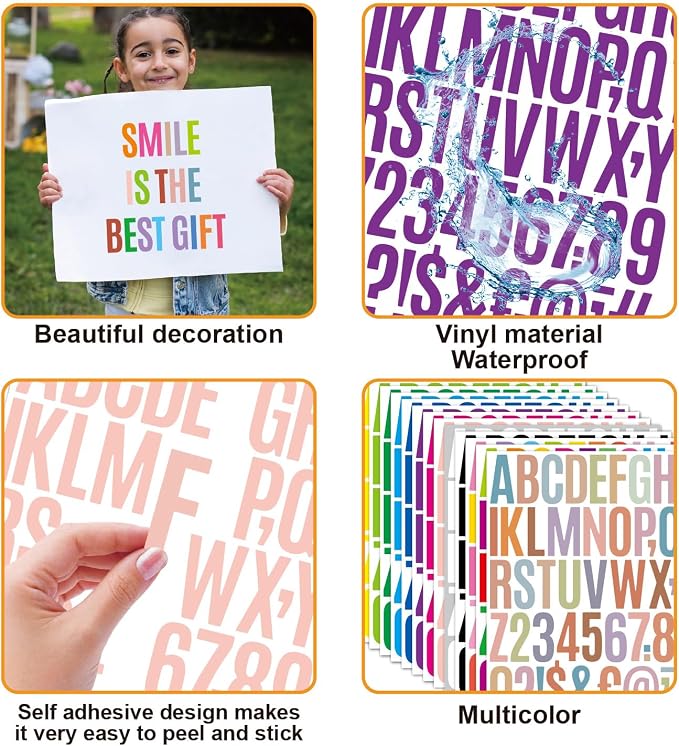 Alphabet Decals 2 Inch, 8 Sheets Large Letter Stickers, Waterproof Self Adhesive Vinyl Letters for Tumblers, Lockers, Travel Cases and School Supplies (Blue)