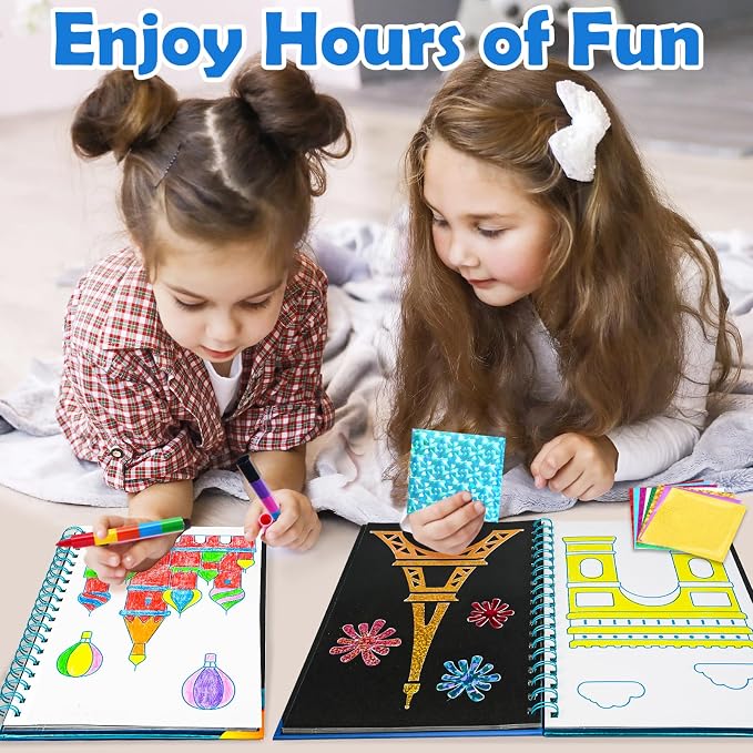 FUNNYB&G Mess-Free Foil Art Craft for Kids Ages 4-10, Kids Birthday Gift