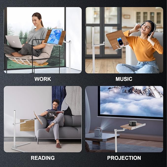 FAHKNS Book Holders for Reading Hands Free，Multiangle Adjustable Book Stand for Reading，Book Holder Stand with an Elastic Book Clip，Suitable for Read/Cooking/Office Use