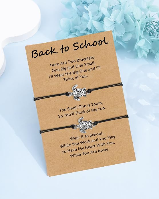 Back to School Gifts Mommy and Me Bracelet First Day of School Matching Wish Bracelets Set for Mother Daughter Son Women Teen Girls Boys Jewelry Gift