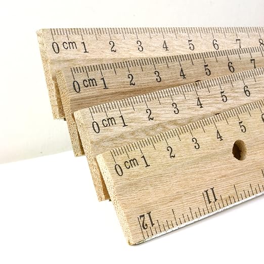 BAZIC Products Wooden Ruler – Single Metal Edge Drafting Ruler for Measuring, Drawing & Crafting, Wooden Straight Edge Ruler for School & Office, 12 Inch, 24-Pack
