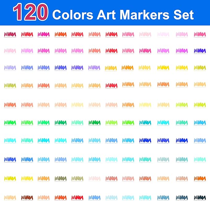 Halobios 120 Colors Dual Brush Marker Pens, Art Markers with Fine and Brush Tip Coloring Markers for Adults, Marker for Journaling Calligraphy Drawing Sketching Doodling Illustrating
