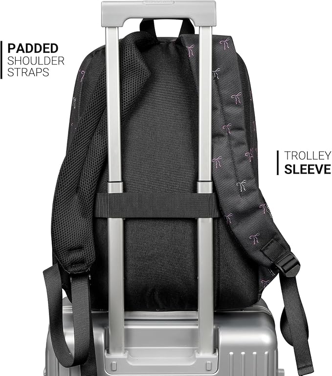 ZORFIN 26L Backpack for College, and Travel: Water Resistant Bookbag - Bow Black