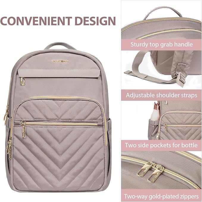 VANKEAN 15.6 Inch Laptop Backpack for Women Large Capacity Waterproof | Waterproof Backpacks Stylish Travel Bags Casual Daypacks for College, Business