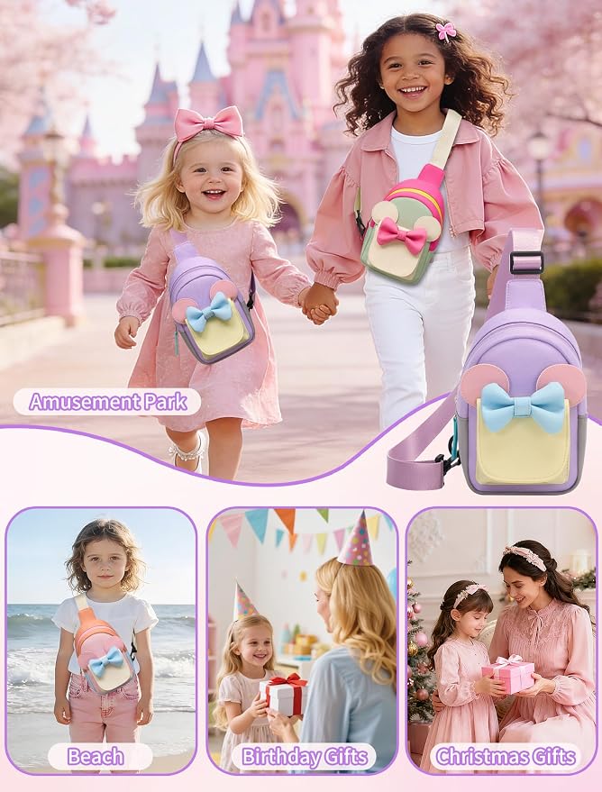Birthday Back to School Gifts for Girls 3-8, Kids Fanny Pack Toddler Purse | Cute Fashion Sling Crossbody Bag for 3 4 5 6 7 8 Year Old Girls with Adjustable Strap. Perfect for Travel Holiday Essentials
